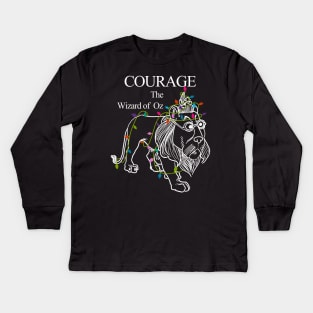 The Wizard of Oz Cowardly King Lion Courage Merry Christmas Kids Long Sleeve T-Shirt